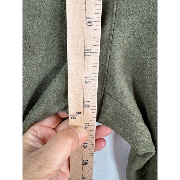 Nanette Lepore Kick Crop Suede Pants 90s Olive sz XL - Picture 6 of 9